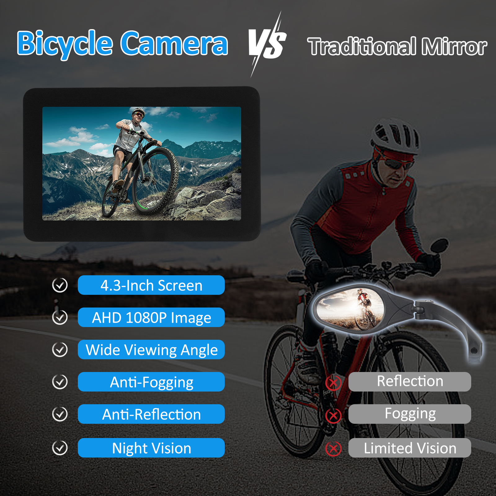 Handlebar Bike Mirror, 1080P R - Cycling Zones のレビューと価格