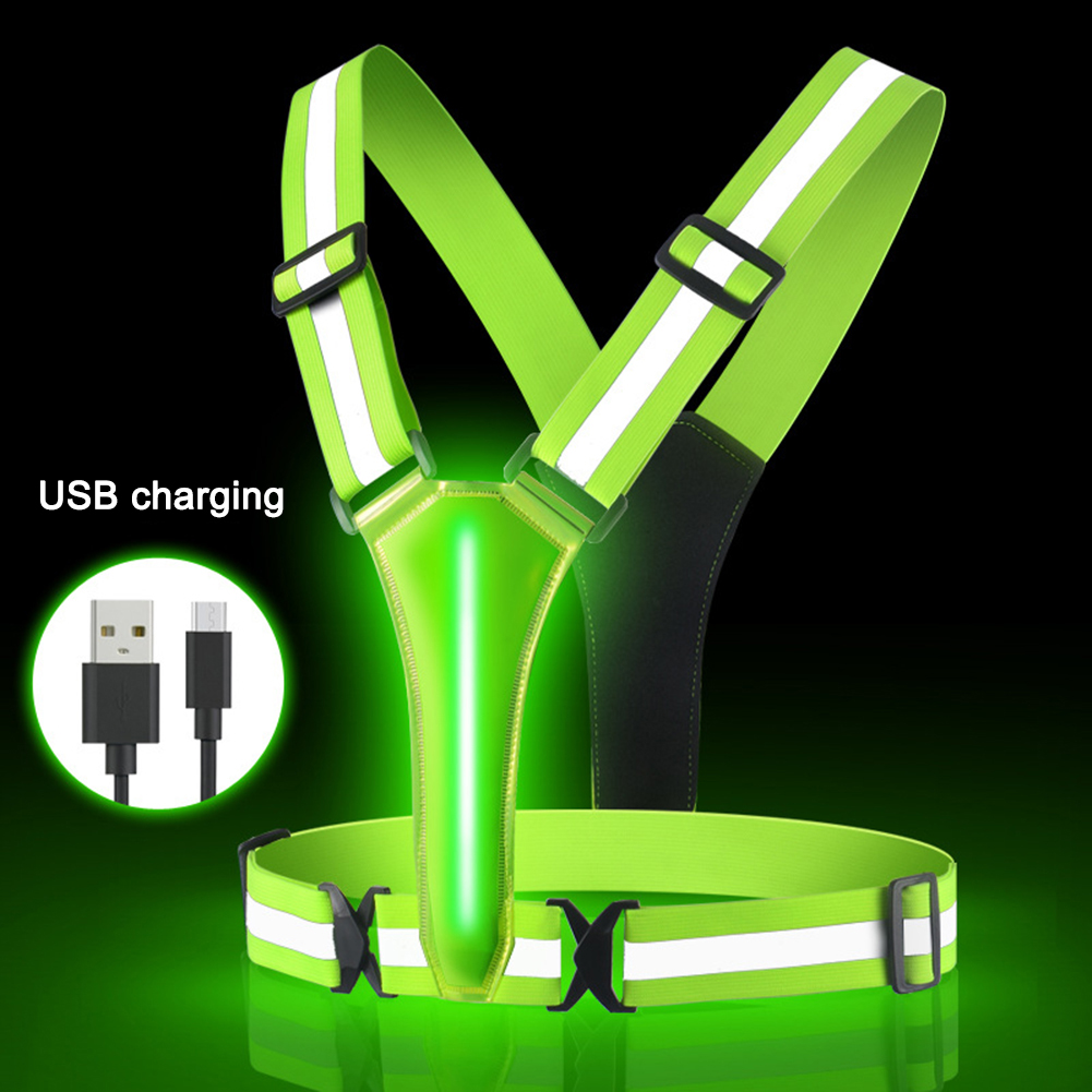LED Running Vest USB Rechargea - Reflective Vest Cycling のレビューと価格