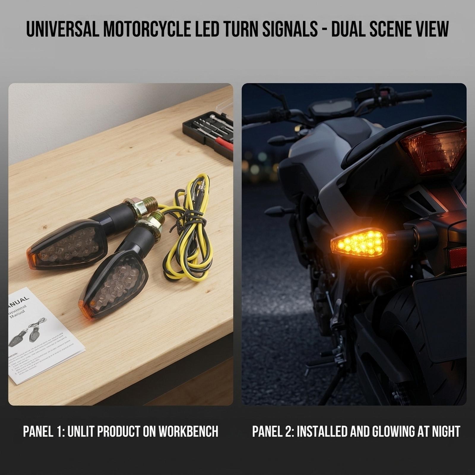 14 LED Motorcycle Turn Signal  - Bike Light Front Rear のレビューと価格