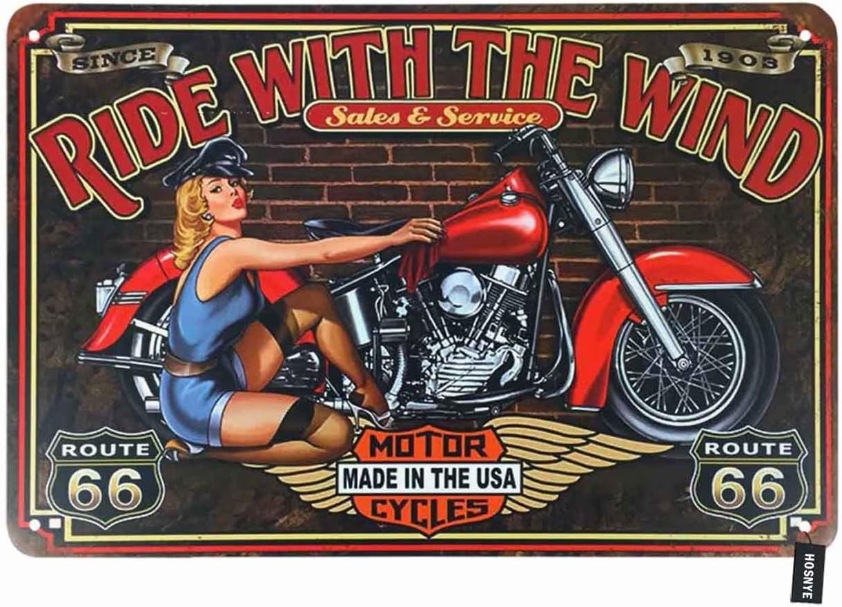 HOSNYE Motor Cycles Pin Up Gir - Cycling Quote のレビューと価格