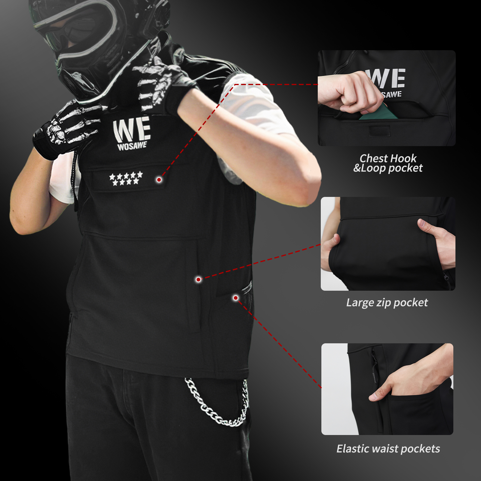 WOSAWE Winter Motorcycle Ridin - Reflective Vest Cycling のレビューと価格
